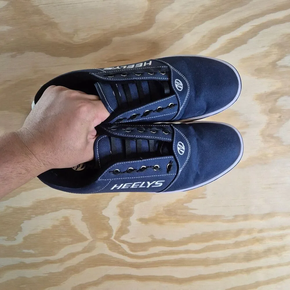 Heelys Pro 20 Men's 10 Navy White Canvas Wheeled Skate Shoes No Tie Laces